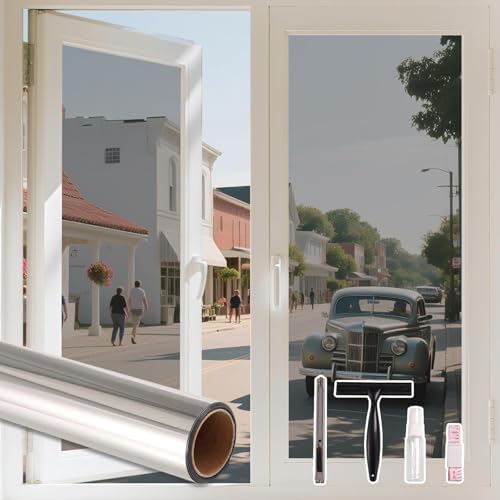 LEMON CLOUD One Way Window Film Window Tint for Home, Silver 23.6″ x 78.7″