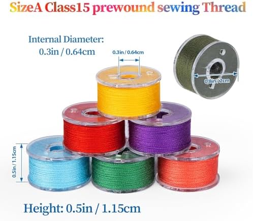 210 Pcs Prewound Bobbin Thread Set – 36 Colors Size A Bobbins
