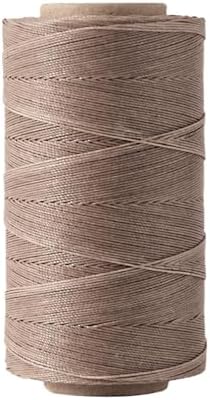 Bonded Waxed Polyester Thread for Leather Sewing, 0.55mm, 440 Yards, Taupe, 3-Ply Wax Cord for Stitching, Bookbinding, Upholstery, Beading, Crafting, Macrame Jewelry and Bracelet Making