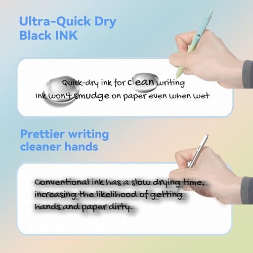 ACEES Gel Pens, 5 Pcs Retractable Quick Dry Black Ink Pen, 0.7mm Fine Point