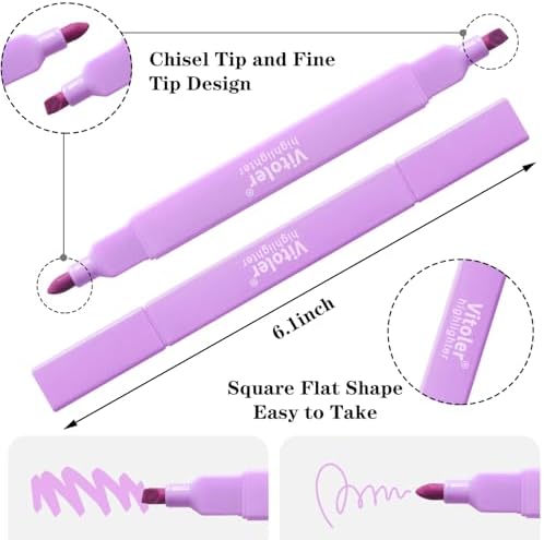 Vitoler Highlighters, 8pcs Chisel & Fine Tips Aesthetic Highlighters