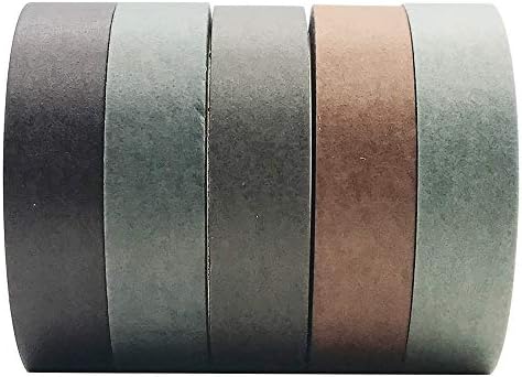 EnYan Solid Color Washi Tapes Set, 5 Rolls Basic Collection Decoration 10mm Wide Japanese Masking Decorative Tapes for Bullet Journal Planners DIY Crafts Arts Scrapbooking Adhesive