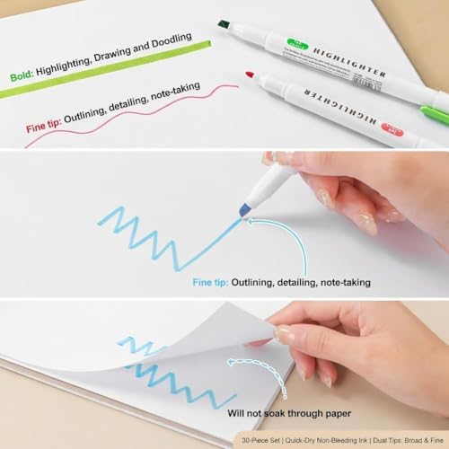 15 Count Dual-Tip Highlighters, Pastel Colors Fine & Bold Tip, Quick-Dry Non-Bleeding Highlighter Markers for Bible Journaling,School,Office,Notes (15 colors highlighters - Starry Sky Color)