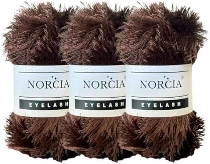 Eyelash Yarn Fun Fur Yarn(3 * 100g-3.5oz) (3 * 153yds-140mt) Fuzzy Premium Soft Crochet DIY Hand Knitting 100% Polyester