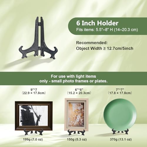 Artliving 6 Inch Black 12pcs/Set Plastic Easels Plate Display Stands Picture Frame Stand Holder