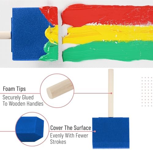 Bates 3-Inch Foam Paint Brushes, 24 Pack, Blue - for Painting and Staining