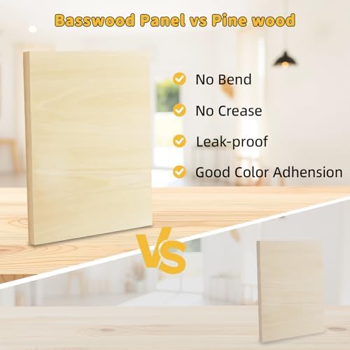4 Pack 12x16 Basswood Paint Pouring Panels for Acrylic Oil Resin Art | ready to use, basswood wood painting boards, warp-Resistant, for crafters and Artists