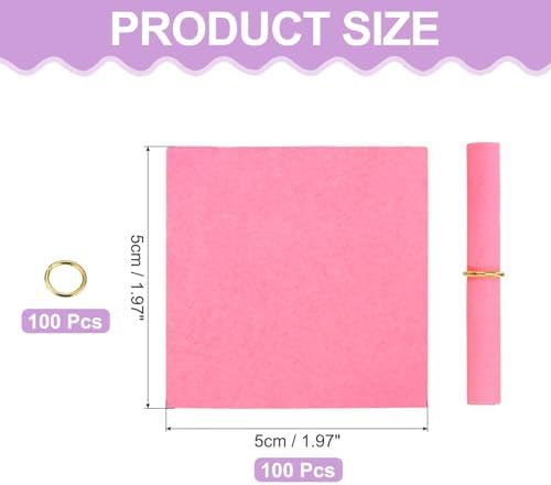 MECCANIXITY 5x5cm Mini Vintage Messages Papers Scrolls, 100Pcs Valentine Message Wish Paper Roll for Party Birthday, Hot Pink
