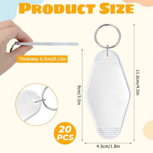 BLMHTWO 20PCS Blank Hotel Keychain Vintage Motel Keychain for DIY Keychains