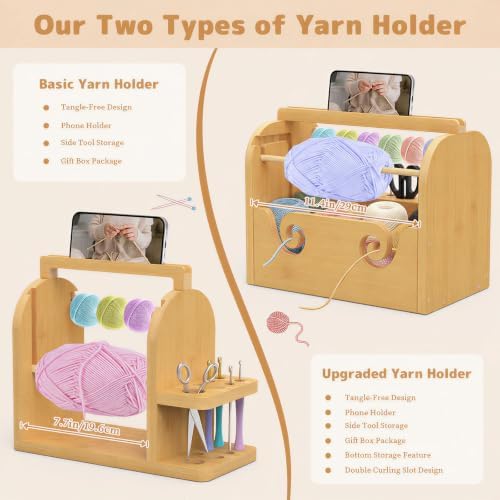 sandpaint Crochet Yarn Holder, Bamboo Wood Yarn Holder for Crocheting