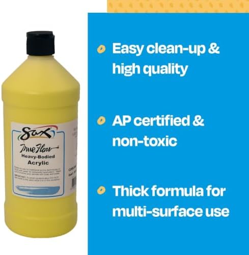 Sax Heavy Body Acrylic Paint for School and Arts and Crafts Use, Chrome Yellow, 1 Quart