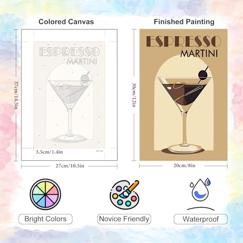 Yezavesu 6 Pack Paint by Numbers Kit for Adults Beginner 8x12 Inch, Cocktail Adult Paint by Number Kits on Canvas Without Frame, DIY Acrylic Cocktail Painting by Numbers for Home Wall Decor Gift