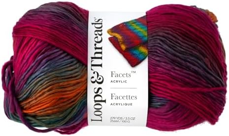 Loops & Threads Facets Yarn - Yarn for Knitting, Crochet, Weaving, and Arts & Crafts - Multi, Acrylic, 3.5 oz
