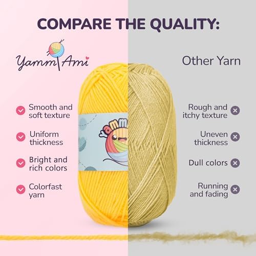 YammiAmi 2,550 Yards Beginner Crochet Kit for Adults - 15 Large Single Color Yarn Skeins - 49 Pc Amigurumi Crochet Kit for Starters - Learn to Crochet with Instruction Book - Accessories Set