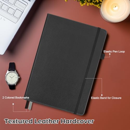 College Ruled Notebook, Hardcover Leather Journal for Women Men, A5, Lined