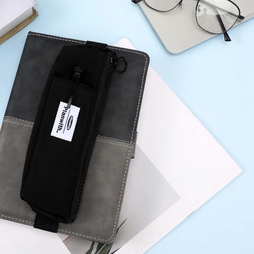 Notebook Pencil Pouch, Elastic Pen Holder for Notebook Zipper Small Pencil Holder Pouch with Adjustable Elastic Band Slim Pencils Bag Journal Pen Holders for Office Home Stationary Supplies