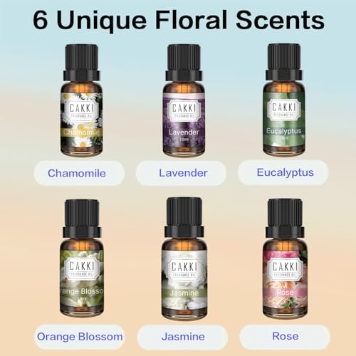 CAKKI Essential Oils for Diffusers for Home, Floral Fragrance Set, 6x10ml