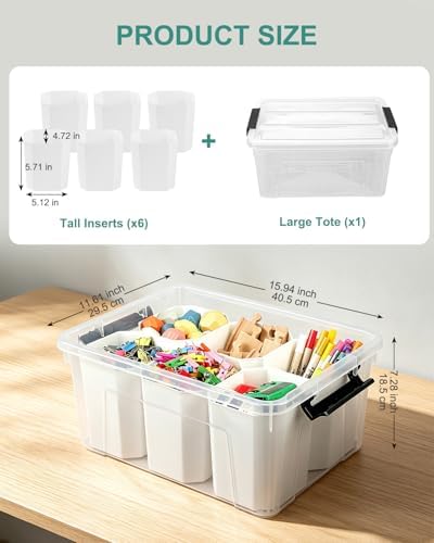AREYZIN 17QT Clear Storage Bins with Lids & Dividers for Crafts