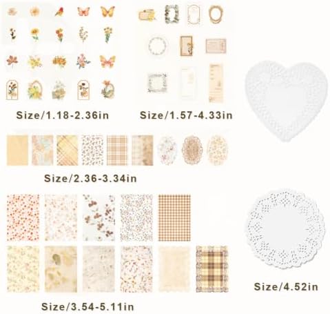 420Pcs Vintage Floral Scrapbook Supplies Kit, Retro Flower Scrapbook Paper Junk Journal Stickers Set, DIY Craft Accessories for Bullet Journal Planner Collage Card Making