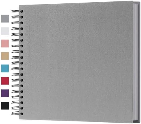 potricher 10 x 10 Inch DIY Scrapbook Photo Album 80 Pages, Gray | Thick Kraft Paper Scrap Book Photo Albums, Memory Book for Wedding, Anniversary, Baby, Family, Travel, DIY Projects