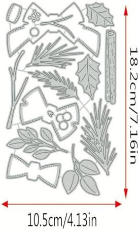 Flowers Metal Cutting Die for Scrapbooking - Cut Stencils for DIY Scrapbook Photo Album Decorative Paper Card, Card Making Supplies, Stencils & Crafting Die Cut (Green Leaves and Bow 7.1 x 4.1 in)