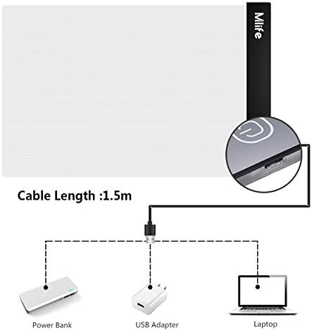 Mlife A4 LED Light Pad - Diamond Art Light Box Tracing Light Board with 3 Brightness, Ideal for Sketching, Animation, Drawing Light Box with 4 Fasten Clips