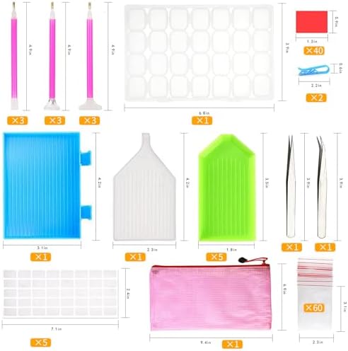 OUTUXED Diamond Painting Tools Accessories 117 Pcs Kit Embroidery Art Craft