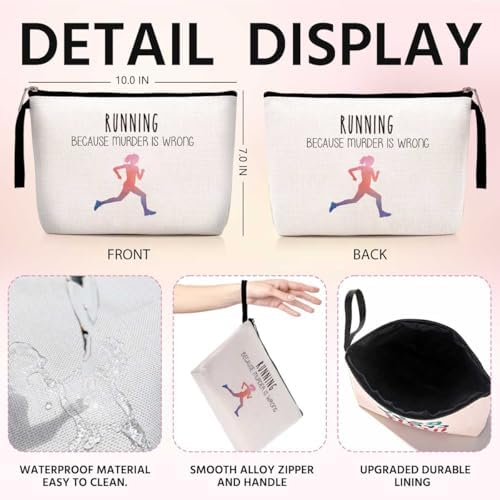 Running Lover Gifts Running Gifts for Women Her Girl Runner Makeup Bag Cosmetic Pouch Cross Country Funny Unique Humor Novelty Sarcasm Travel Makeup Bag for Runners Teens Zipper Toiletry Bag Organizer