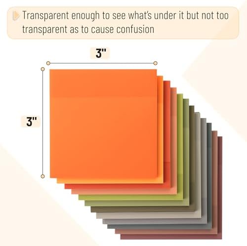 Mr. Pen- Transparent Sticky Notes, 3" x 3", 12 Pads, 600 Sheets | See Through Self-Adhesive Notes for Bible Journaling and Studying, Water-Resistant, Easy to Peel, Clean Removal