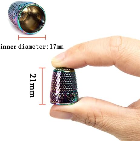 ZESION 4Pcs Sewing Thimbles, Metal Thimbles for Hand Sewing Finger Protector, Quilting Craft Accessories for Knitting Needlework DIY Tools, Bronze