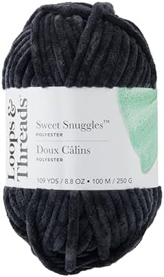 Loops & Threads Sweet Snuggles Yarn - Yarn for Knitting, Crochet, Weaving, and Arts & Crafts - Black, Polyester, 8.8 oz