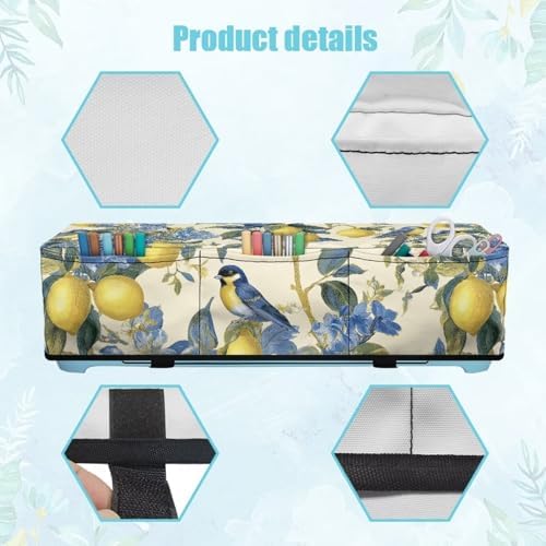 Binienty Padded Dust Cover, Lemon Bird Printed Scrapbooking Die-Cut Machines Protection Covers with Pockets Craft Tool Organizer, Ideal Gifts for Housewife Women Mom