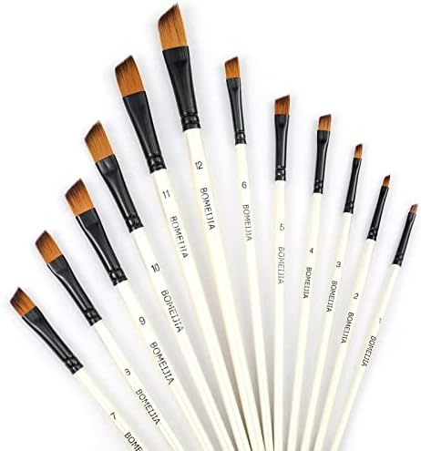 GETHPEN Angular Paint Brushes Set, Angled Paint Brush for Acrylic, 12PCS
