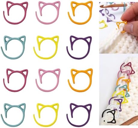 Cat Stitch Markers for Crocheting,Crochet Stitch Markers Cat Metal Stitch Markers Multicolor Knitting Stitch Markers Crochet Markers Ring