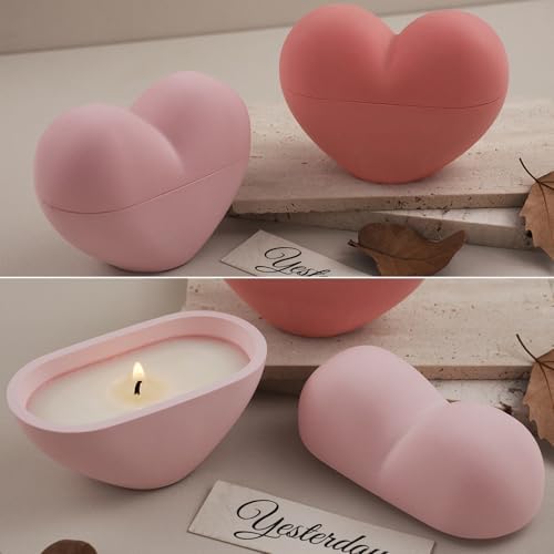 Wehous 3D Heart Shape Box Resin Mold, Valentine's Day Container Storage Silicone Molds for Epoxy Resin, Unique Love Candle Holder Jewelry Trinket Box Jar Molds for DIY Art Craft Valentine Home Decor