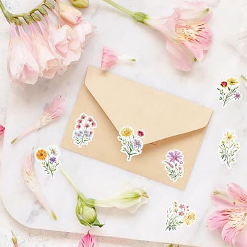 Wildflower Stickers,400PCS Spring Flower Theme Stickers Waterproof Label Stickers Self-Adhesive Labels for Envelopes Gift Wrap Craft (Flower 2)