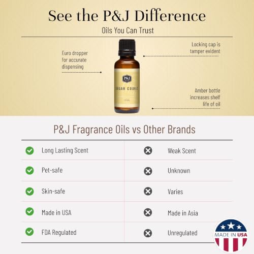 P&J Trading - Sugar Cookie Scented Oil 30ml - Fragrance Oil for Candle Making, Soap Making, Diffuser Oil