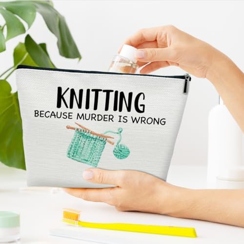 Funny Knitting Gifts Makeup Bag, Crocheting Gifts for Knitters Lovers