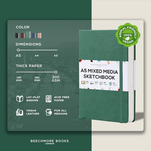 Beechmore Books A5 5.8x8.3 Mixed Media Sketchbook 300 GSM/140LBS
