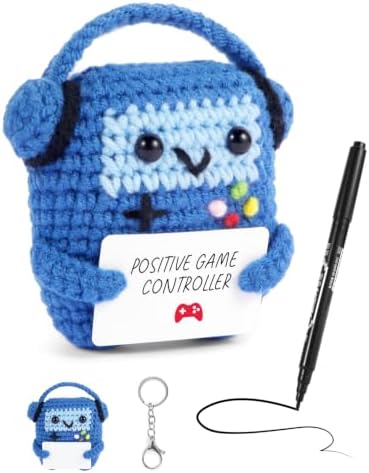 Gamer Gifts for Teens,Handmade Crochet Controller Kit(3Pcs,Positive blue)