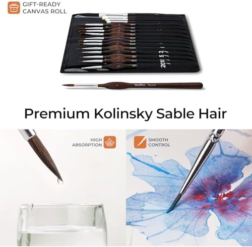 Nicpro 16 PCS Kolinsky Sable Miniature Paint Brushes Dry Brush