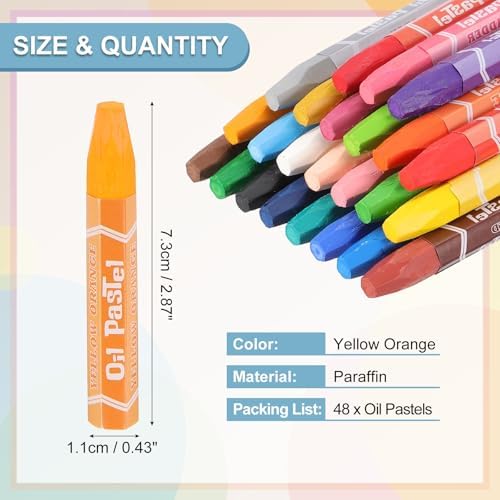 PATIKIL Yellow Orange Oil Pastels, 48Pcs Soft Oil Crayons Pastels Stick Vibrant and Creamy Art Supplies Bulk for Artists Beginners Art Painting Drawing Blending Graffiti Gallery