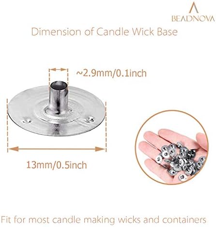 BEADNOVA Candle Wick Base 100pcs Candle Wick Cilps Sustainer Tabs for DIY and Making (12.5mm/ 0.5inch)
