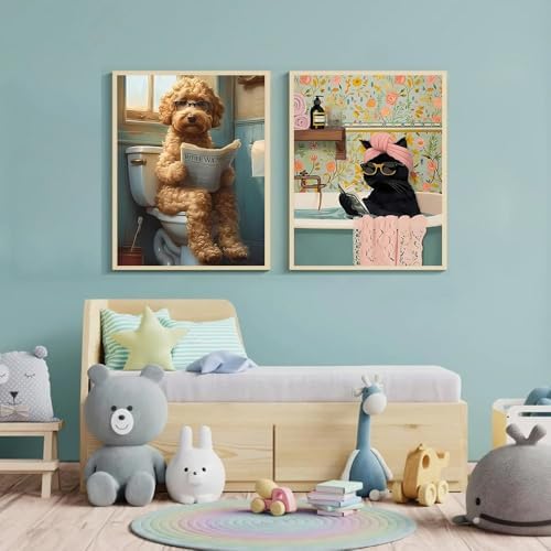 4 Pack Cow Cat Paint by Numbers for Adults with Framed Canvas 8x12inch