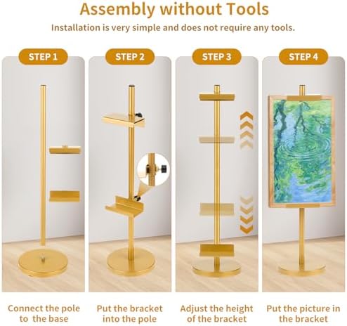 18''Adjustable Tabletop Easel Stand, Picture Easels for Display-Gold