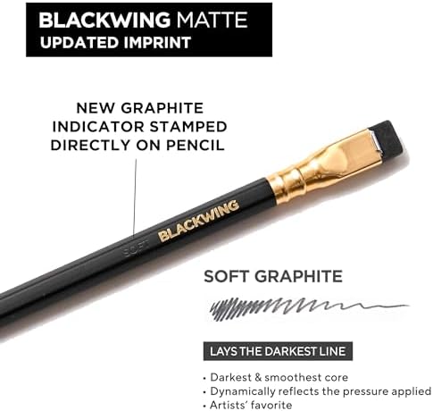 Blackwing Matte Pencils, Soft Graphite for Writing & Drawing, 12 Count