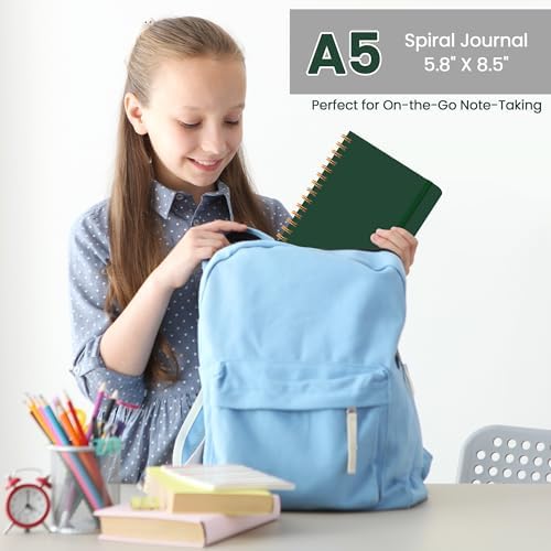 Lined Spiral Journal Notebook, A5 College Ruled Notebook for Note-Taking