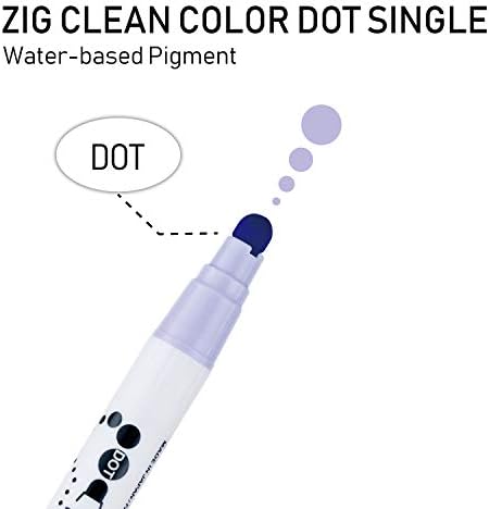 Kuretake CLEAN COLOR DOT Single Mild 6 colors set, Flexible dot tip marker, for Journals, Crafts, Illustration, Lettering, Planners, Made in Japan