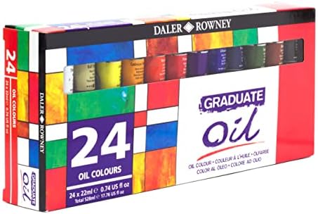 Daler Rowney Graduate 22ml Oil Paint Set, 24 Assorted Colours, High Lightfastness, For Student Artists & Hobbyists