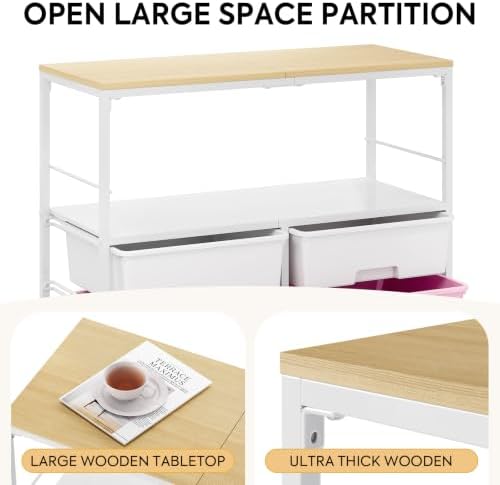 APEXCHASER Rolling Storage Cart with 8 Large Drawers, Wooden Tabletop